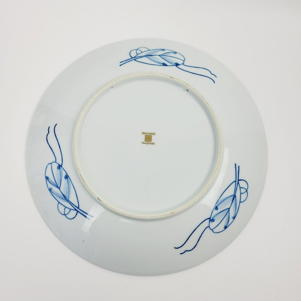 Gold Imari Hand Painted 12" Wall Plate Vintage Japanese Floral & Bird Wall Decor - Picture 8 of 11
